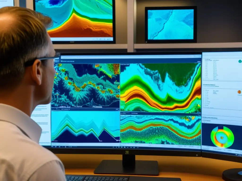 Profesionales en laboratorio minero analizan depósito mineral en 3D