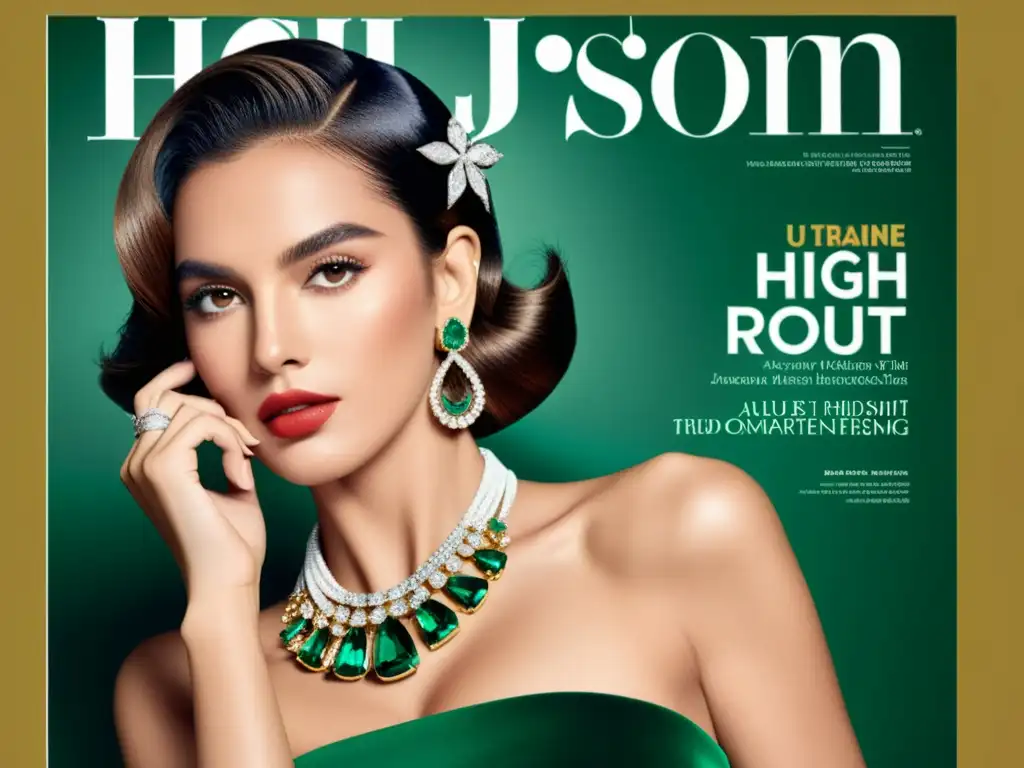 Revista histórica con modelo y joyería contrastada con influencer