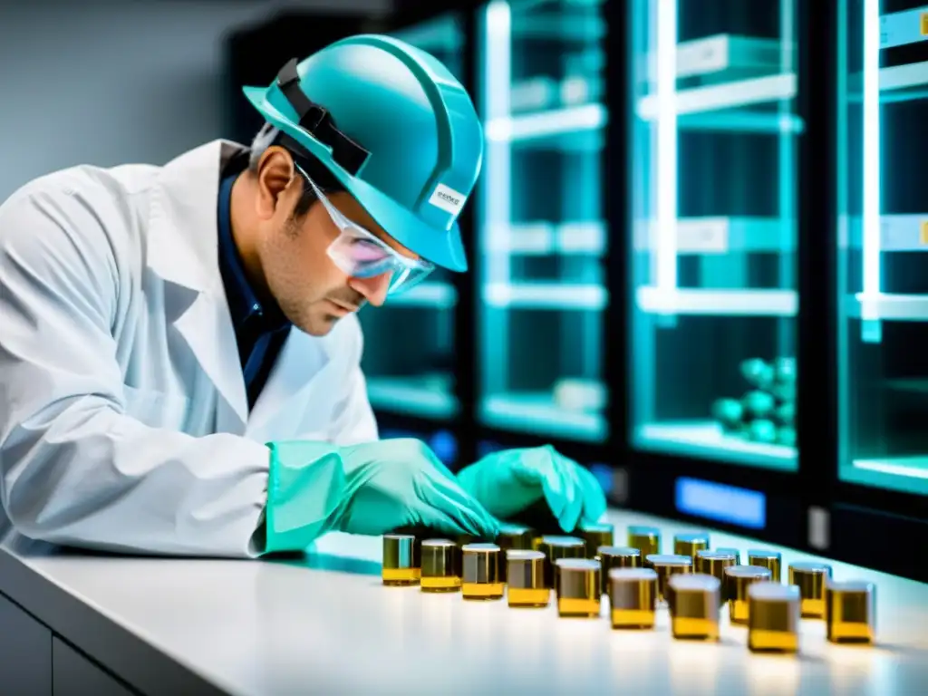 Un técnico experto inspecciona minerales raros en un laboratorio de vanguardia