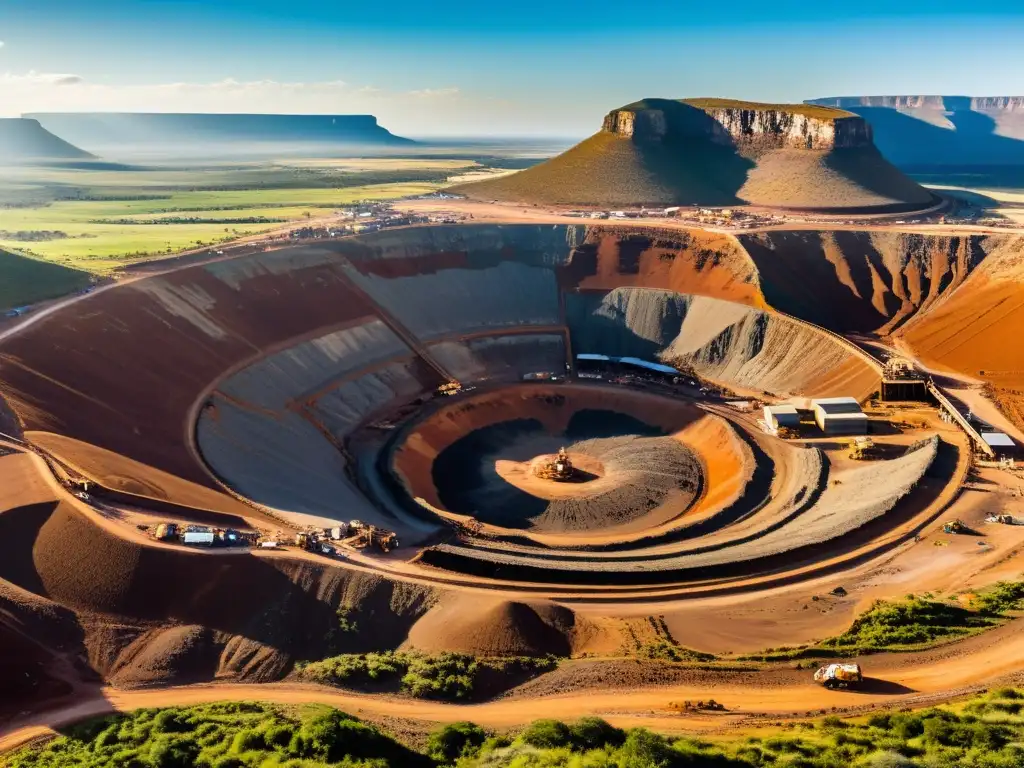 Trabajadores laborando en la Mina Premier en Sudáfrica bajo el intenso sol, mostrando el origen de los Diamantes Hope