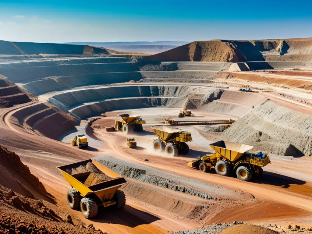 Trabajo duro en la mina de piedras preciosas con impacto ambiental evidente