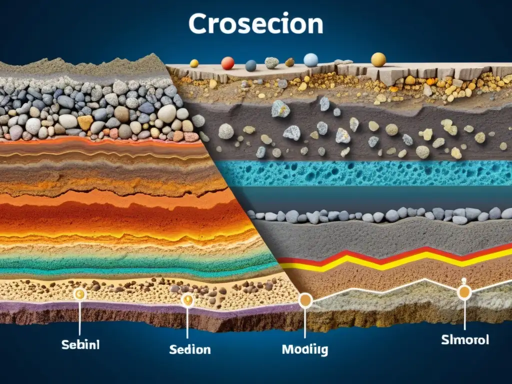 Una variedad de rocas ígneas, sedimentarias y metamórficas con texturas, colores y composiciones minerales distintas