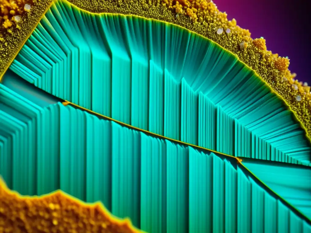 Vibrante formación cristalina revela la química en la cristalización mineral, evocando descubrimientos científicos