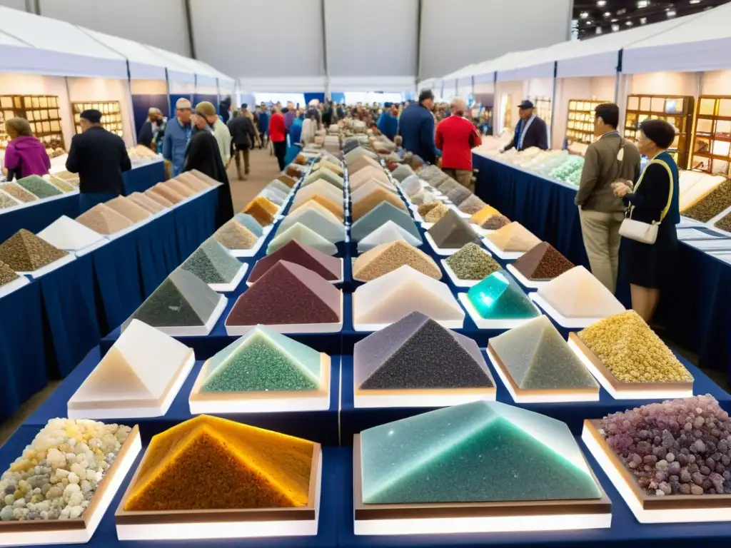 Vibrante feria internacional de minerales con consejos para comprar minerales en ferias