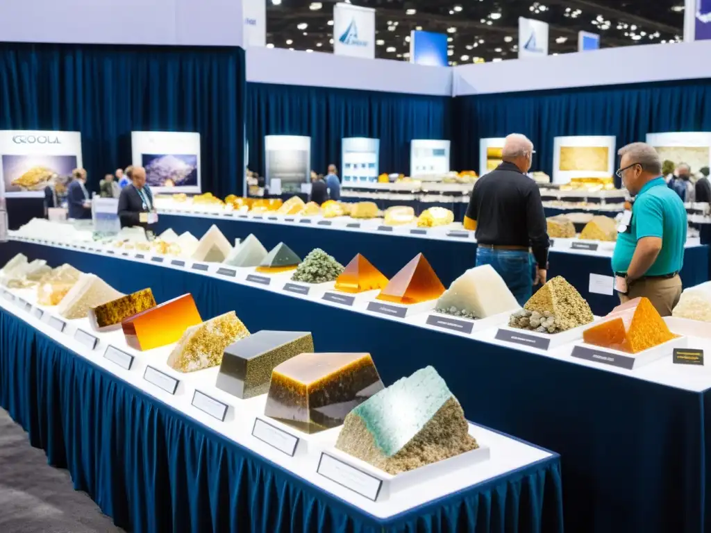 Vibrante feria internacional de minerales: geólogos, mineros y profesionales exploran espectaculares especímenes