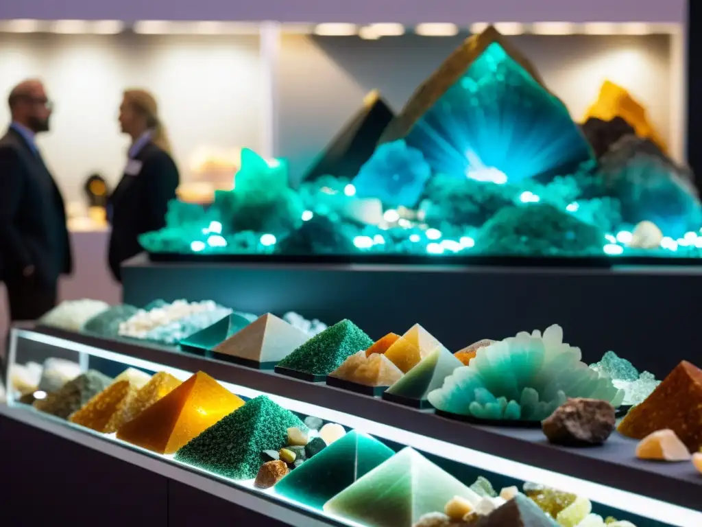 Vibrante feria de minerales con variedad y profesionalidad, destacando su belleza y diversidad