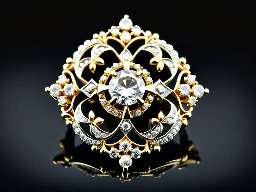 Inversión en joyería vintage: broche de diamantes en detalle, resaltando su elegancia atemporal y aumento de valor