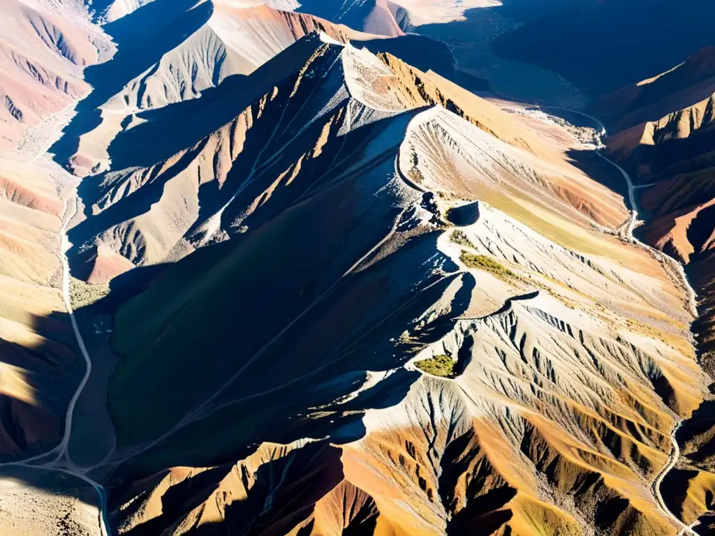 Vista aérea del Cerro Rico en Bolivia, mostrando su paisaje montañoso, minas y red de túneles