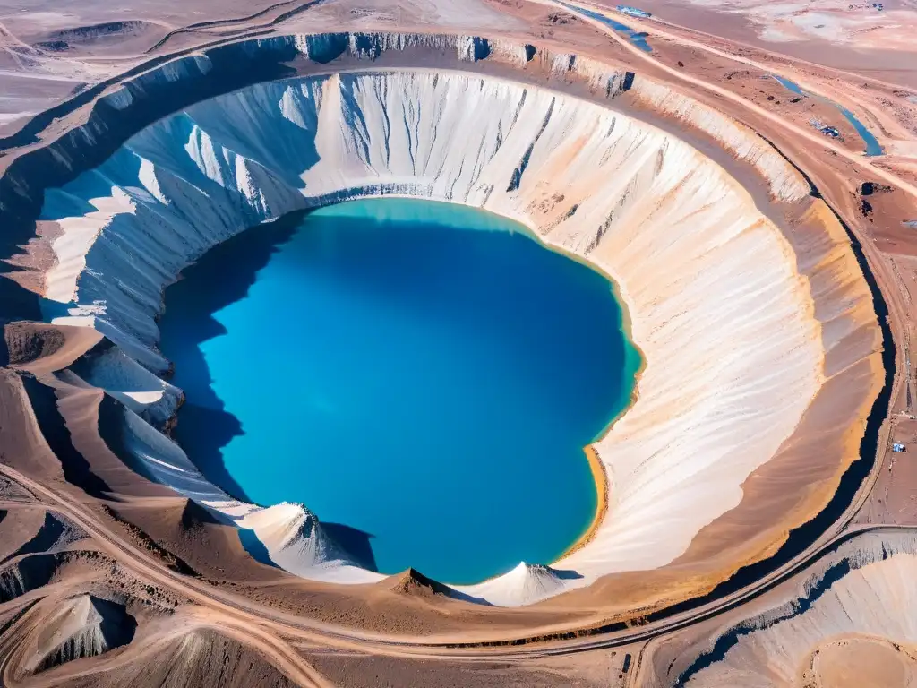 Vista aérea impresionante de la Mina de diamantes Siberiana Mirny, con una inmensa mina a cielo abierto y equipo minero