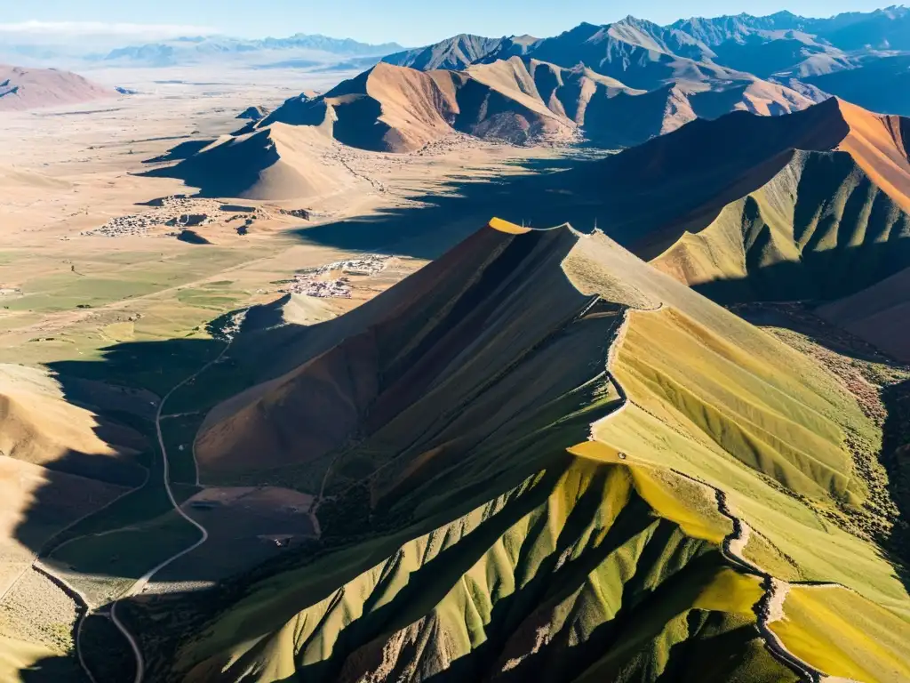 Vista aérea majestuosa de las Minas de Plata de Potosí impacto, destacando el imponente Cerro Rico y sus minas históricas en un paisaje impactante