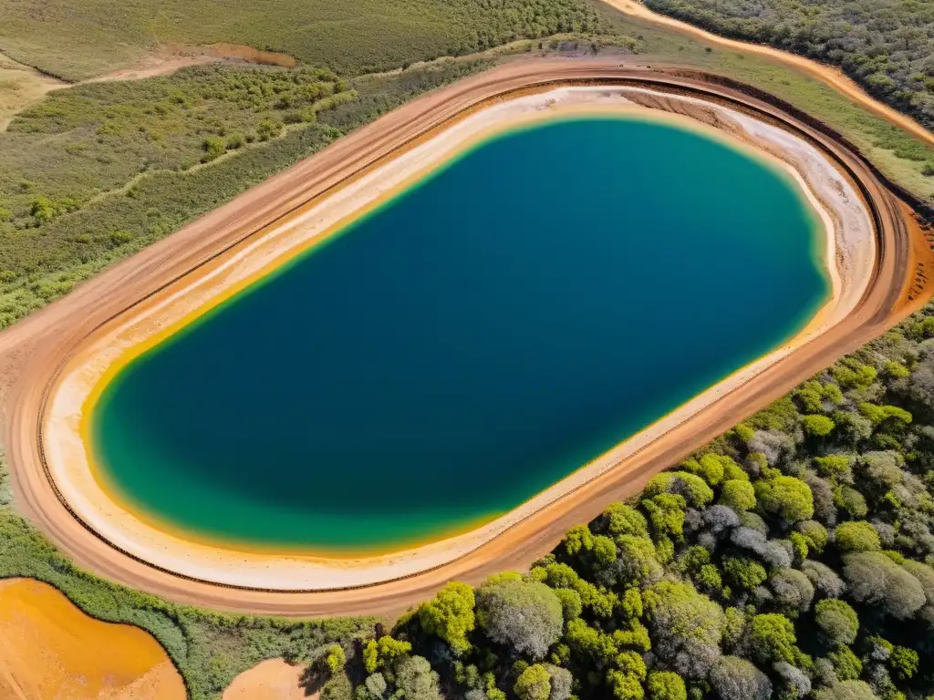 Vista aérea de tecnologías avanzadas de monitoreo postclausura minera y rehabilitación de paisaje minero