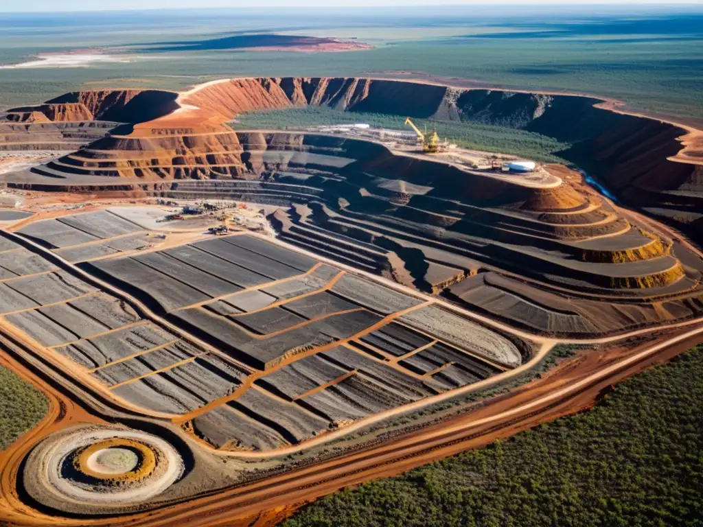 Vista aérea del yacimiento de diamantes de Kimberley, testamento de la historia y origen de la minería de diamantes