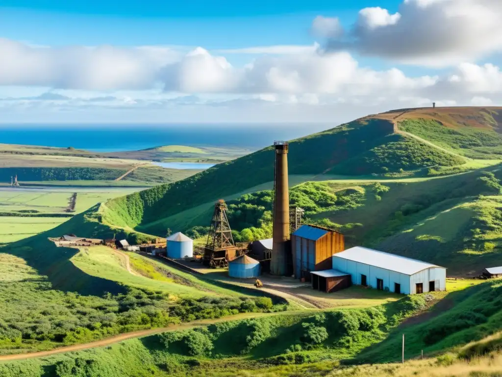 Vista panorámica de una histórica mina de estaño, con paisaje industrial y vegetación, evocando el turismo industrial minas estaño