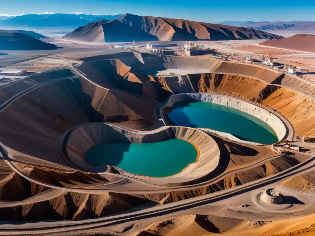 Vista panorámica de la mina de cobre Chuquicamata en Chile, con su vasta operación y compleja infraestructura