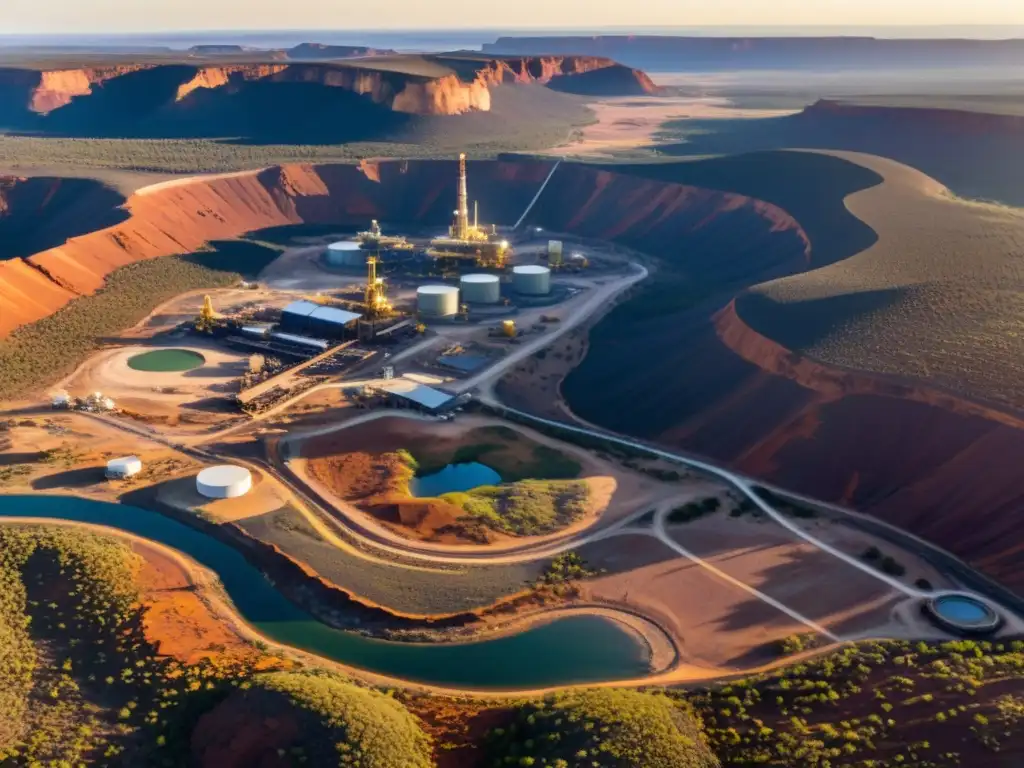 Vista panorámica de la Mina Ranger en Australia, con la fiebre del uranio palpable en el paisaje industrial y natural