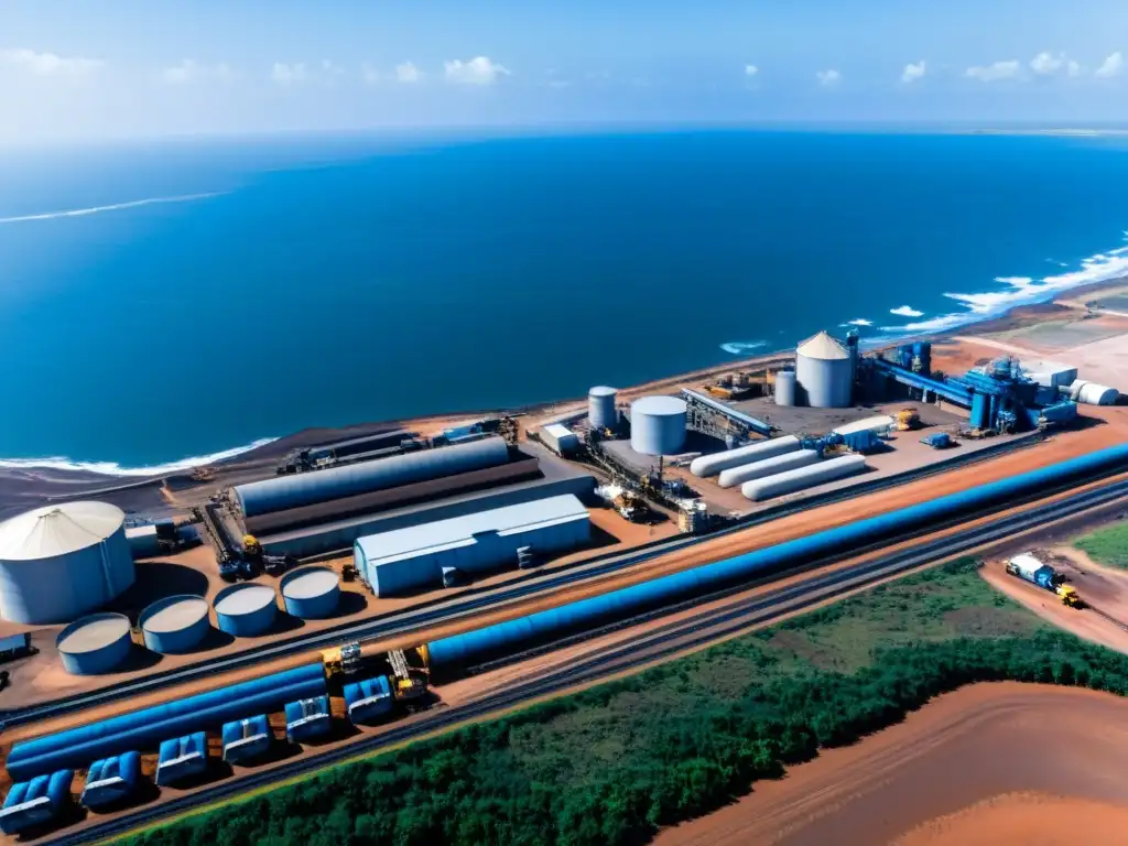 Vista panorámica del yacimiento de arenas minerales de titanio en Richards Bay, Sudáfrica